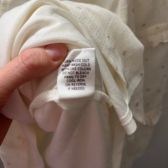 Blu Pepper Swiss Dot Ruffle Peasant Blouse Ivory Cream Cottagecore S Romantic - Picture 7 of 8